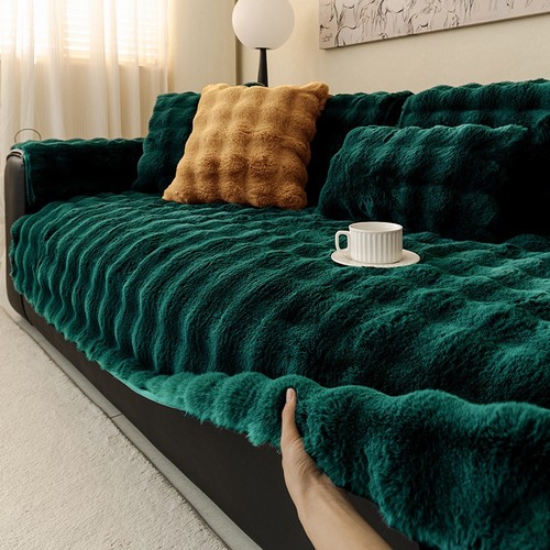 Fluffy fur sofa covers seat - fur,